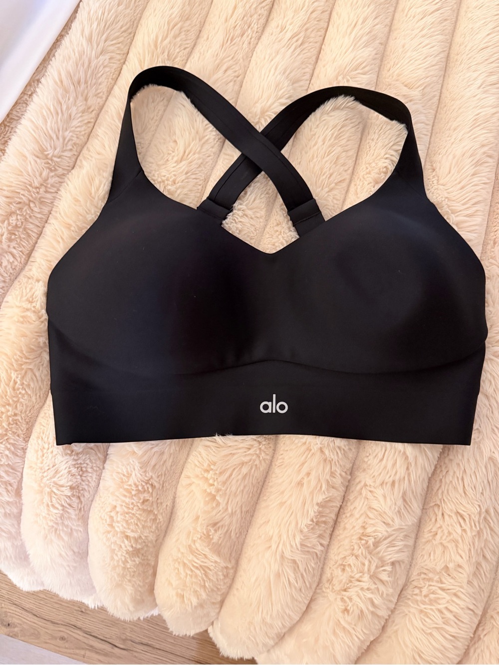 ALO Yoga Black Seamless Crossback Sports Bra